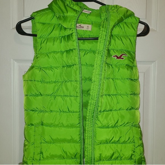 Hollister Women’s size XS green lime hoodie vest full zip pockets comfy warm - Picture 1 of 5